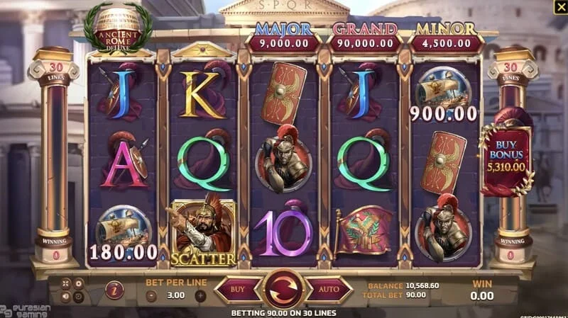 Ancient Rome Deluxe AI – Bonusbildschirm mit zusätzlichen Preisen